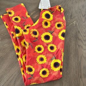 Women’s Sunflower Print Leggings - Red